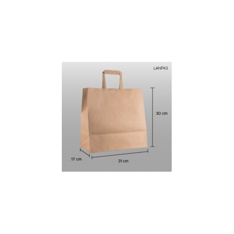 Bolsa de papel craft (kraft) con asa 31x30x17cm
