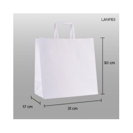 Bolsa de papel blanco con asa 31x30x17cm