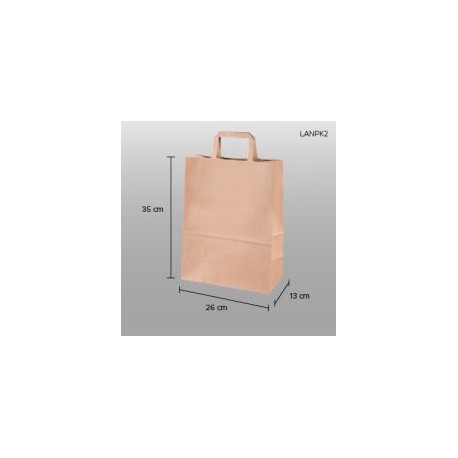 Bolsa de papel craft (kraft) con asa 26x35x13cm