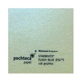 Papel aperlado Starwhite Flashblue color crema con brillo azul