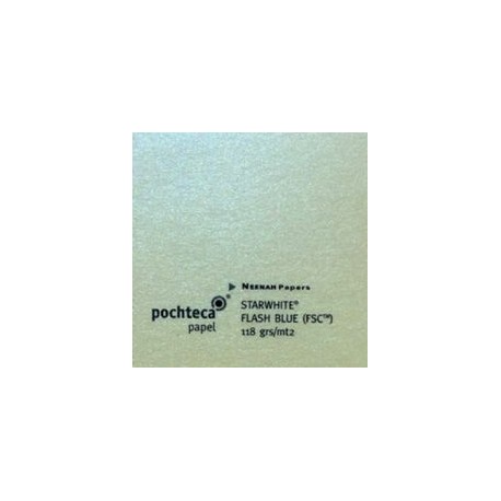 Papel aperlado Starwhite Flashblue color crema con brillo azul