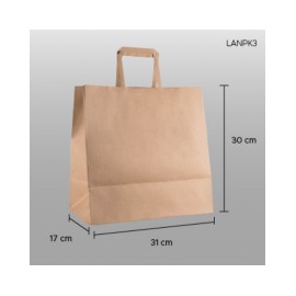 Bolsa de papel craft (kraft) con asa 31x30x17cm