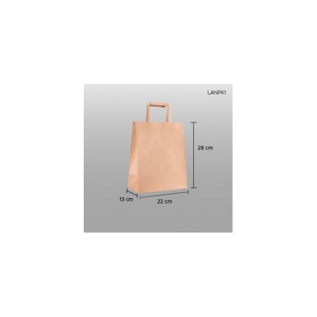 Bolsa de papel craft (kraft) con asa 22x28x13cm