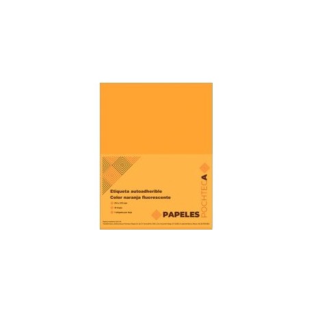 Etiqueta adhesiva tamaño carta naranja fluorescente